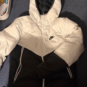 Nike Two-Tone Hooded Jacket in Black and White